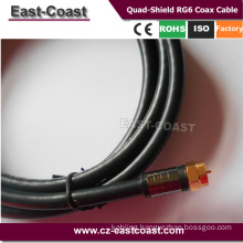High Definition Pro Quad-Shield RG6 Coax Cable with F plug 6FT/12FT